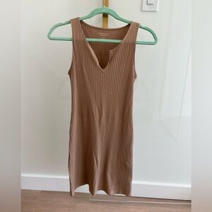 American Eagle Outfitters Ribbed Tan Mini Dress